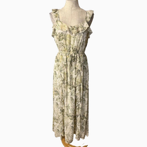 Anthropologie Gal Meets Glam Dress 6 NWT Green Cream Maxi Flowy NWT $198